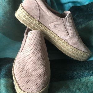 Blush colored espadrille slip on shoe